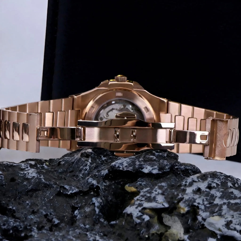 Seiko Mod Nautilus Open Heart - Rosegold - Automatik - Wasserdicht - Neu